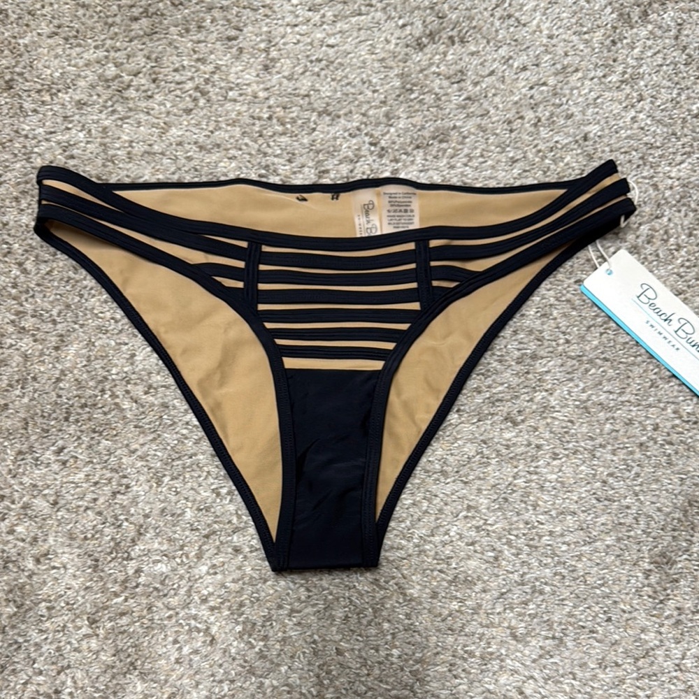 Beach Bunny Black and Tan Bikini Bottom